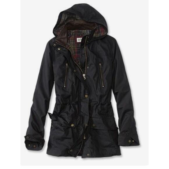 Orvis River Road Waxed Cotton Chore Coat Barn Jacket, Hooded | Sz S, Navy Blue - Picture 1 of 13